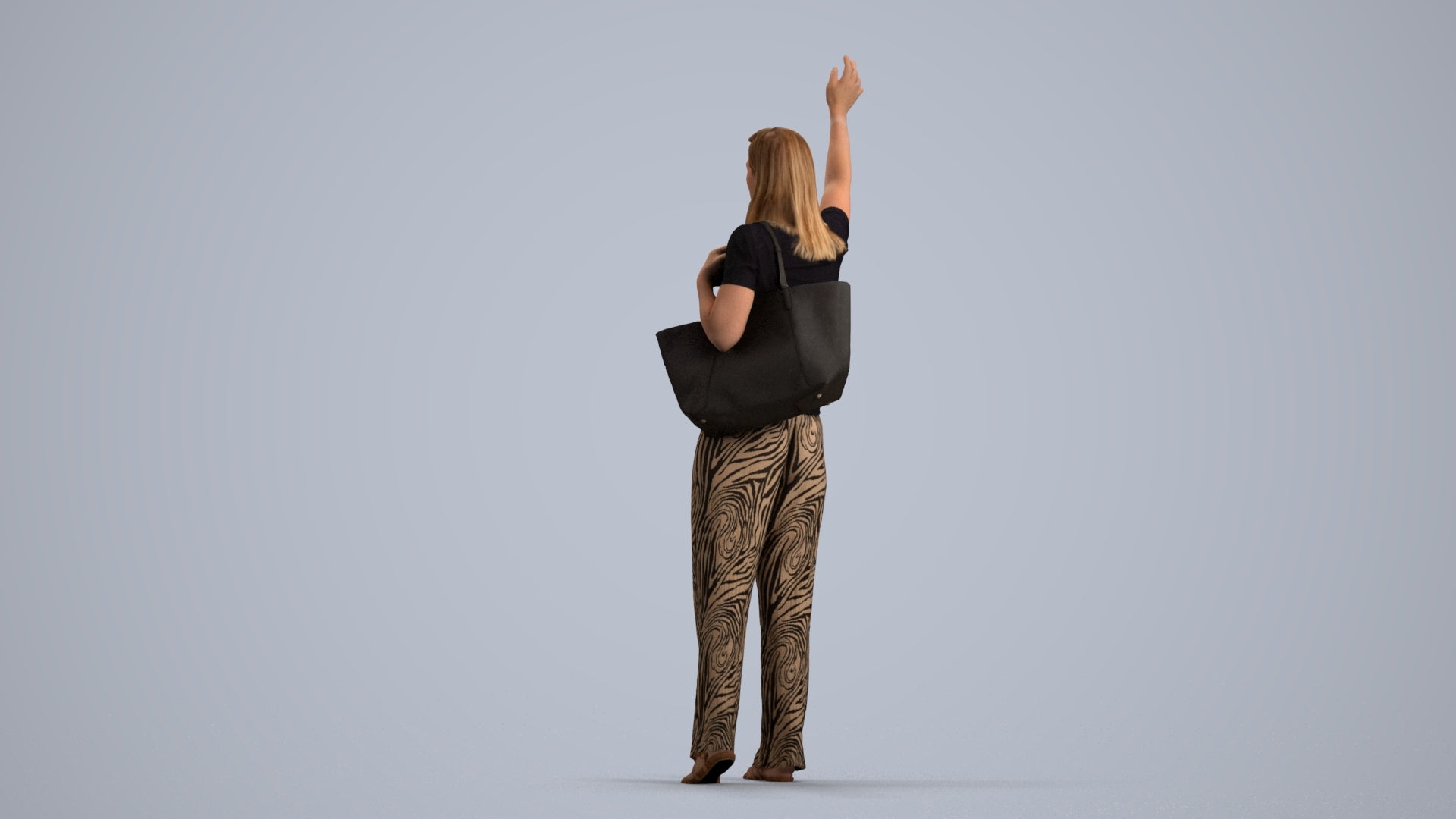 3D scanned woman standing casual, photorealistic archviz people for Enscape and SketchUp, front view render
