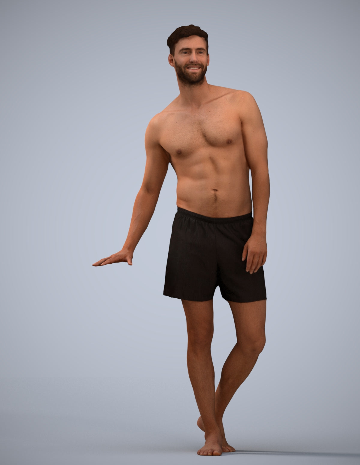 scanned 3D man pool, photogrammetry people for Enscape and V-Ray