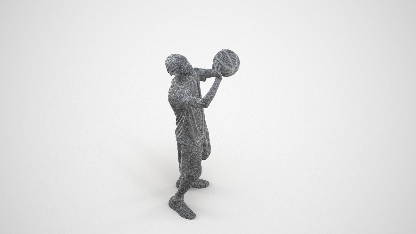 scanned 3D boy sport, photogrammetry people for Enscape and V-Ray, wireframe three-quarter view