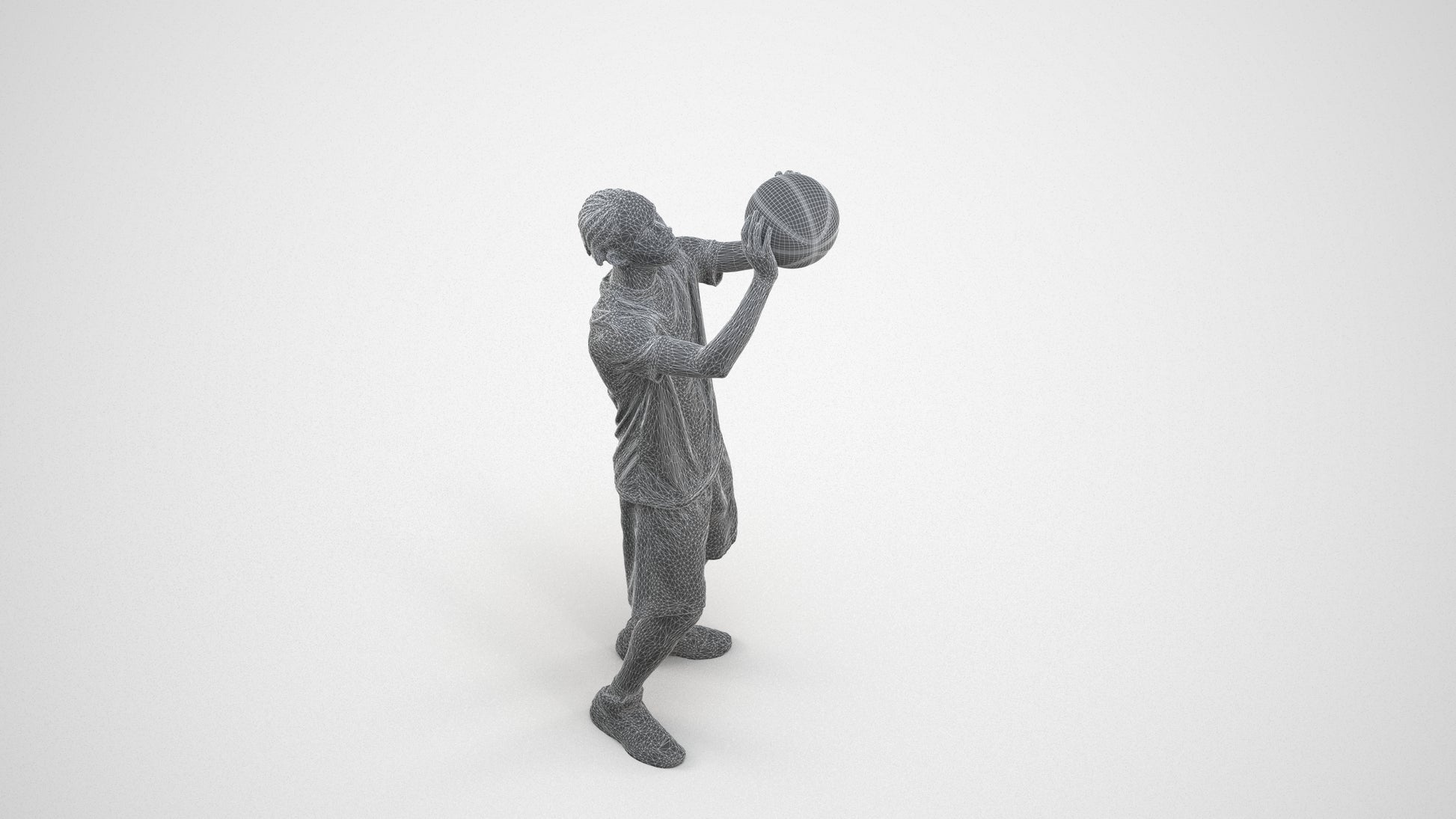 scanned 3D boy sport, photogrammetry people for Enscape and V-Ray, wireframe three-quarter view
