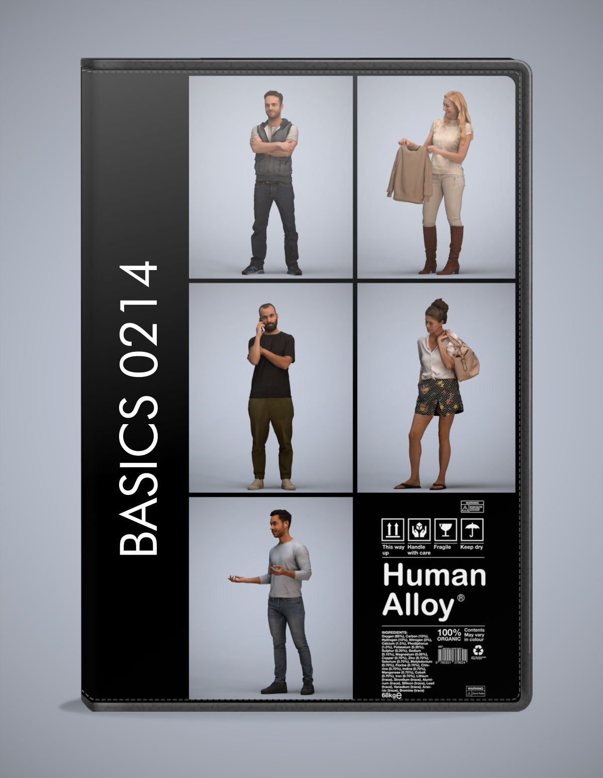 realistic 3D people standing set, 5 render-ready models for V-Ray and Corona