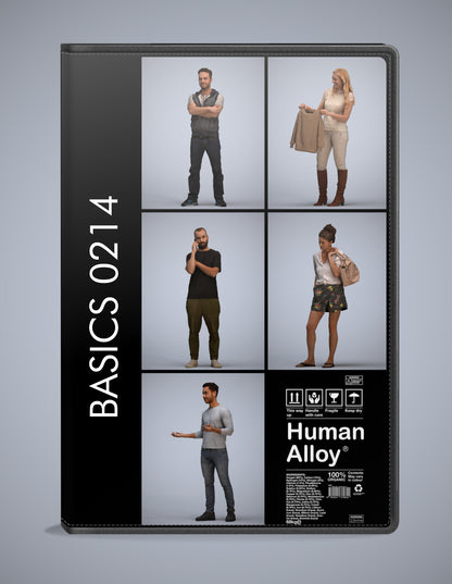 realistic 3D people standing set, 5 render-ready models for V-Ray and Corona
