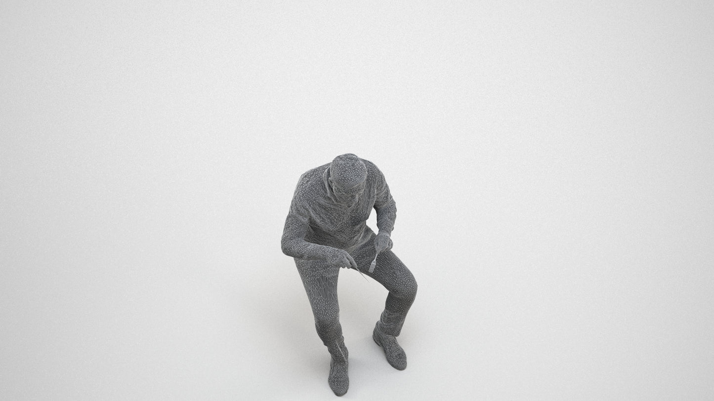 3D people model man casual business, scanned human for 3ds Max rendering, wireframe three-quarter view
