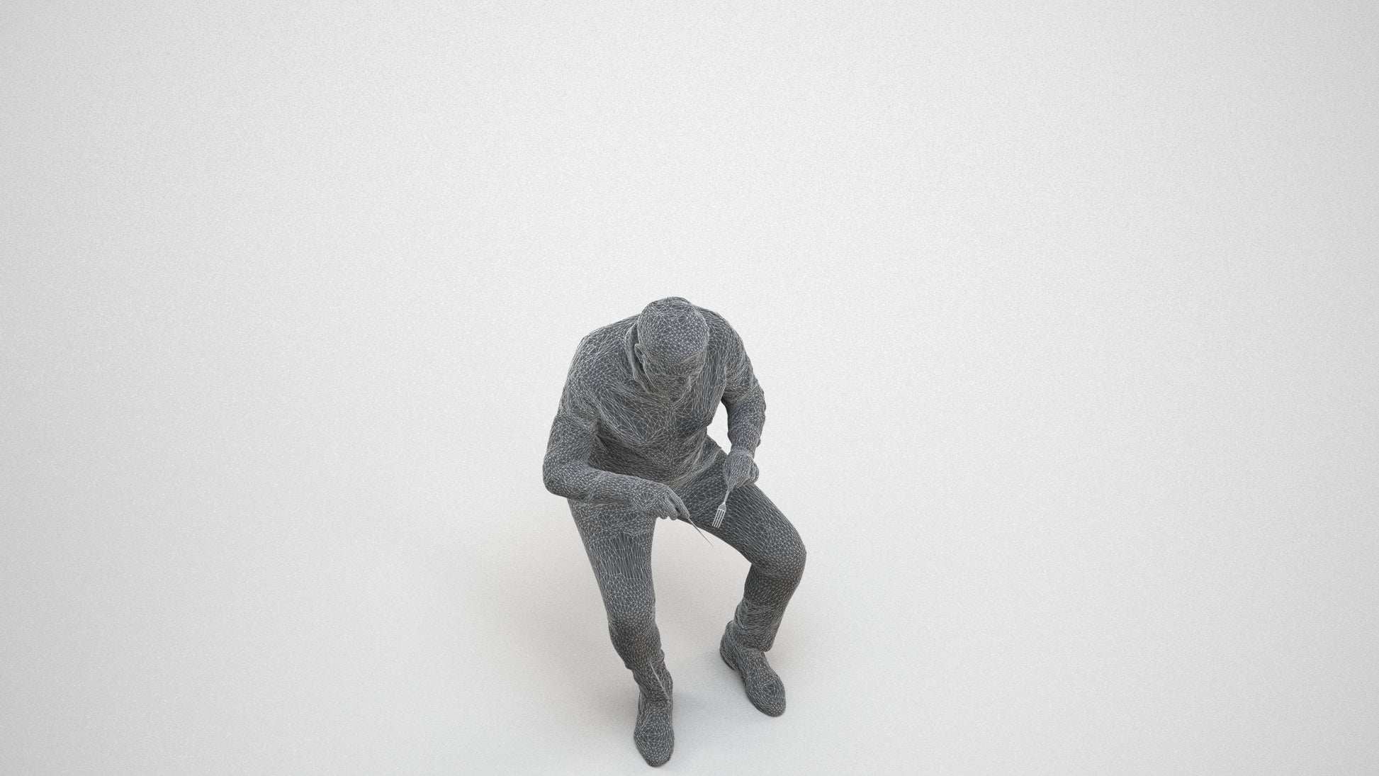 3D people model man casual business, scanned human for 3ds Max rendering, wireframe three-quarter view