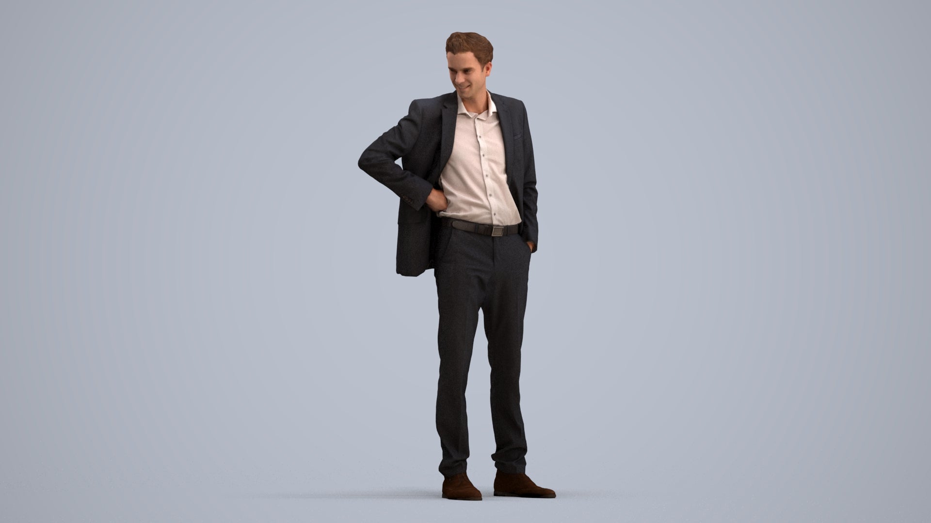 realistic 3D man business, scanned archviz people for Blender and 3ds Max, standing pose render