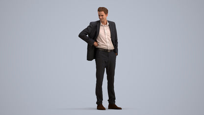 realistic 3D man business, scanned archviz people for Blender and 3ds Max, standing pose render