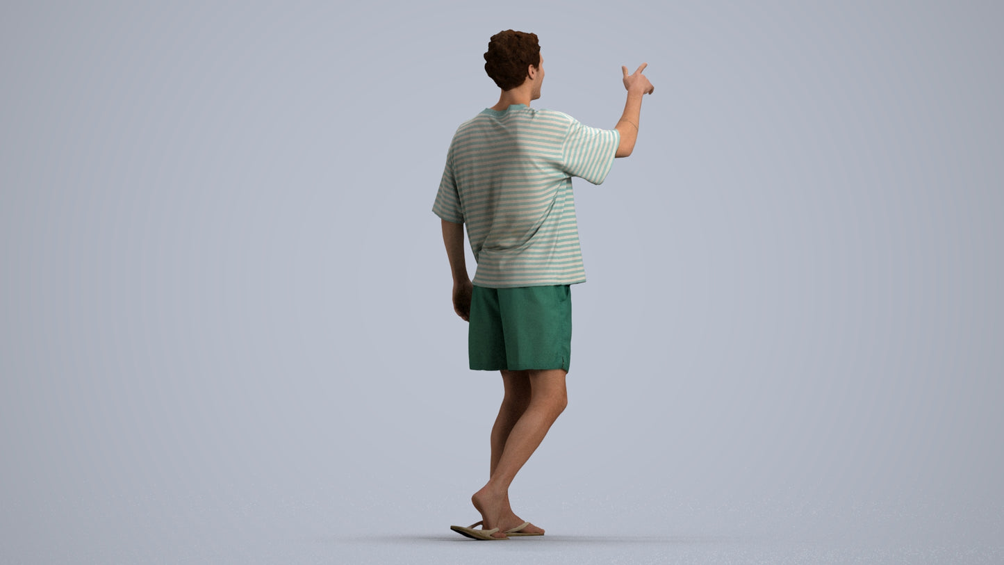scanned 3D man casual walking, photogrammetry people for Enscape and V-Ray, front view render
