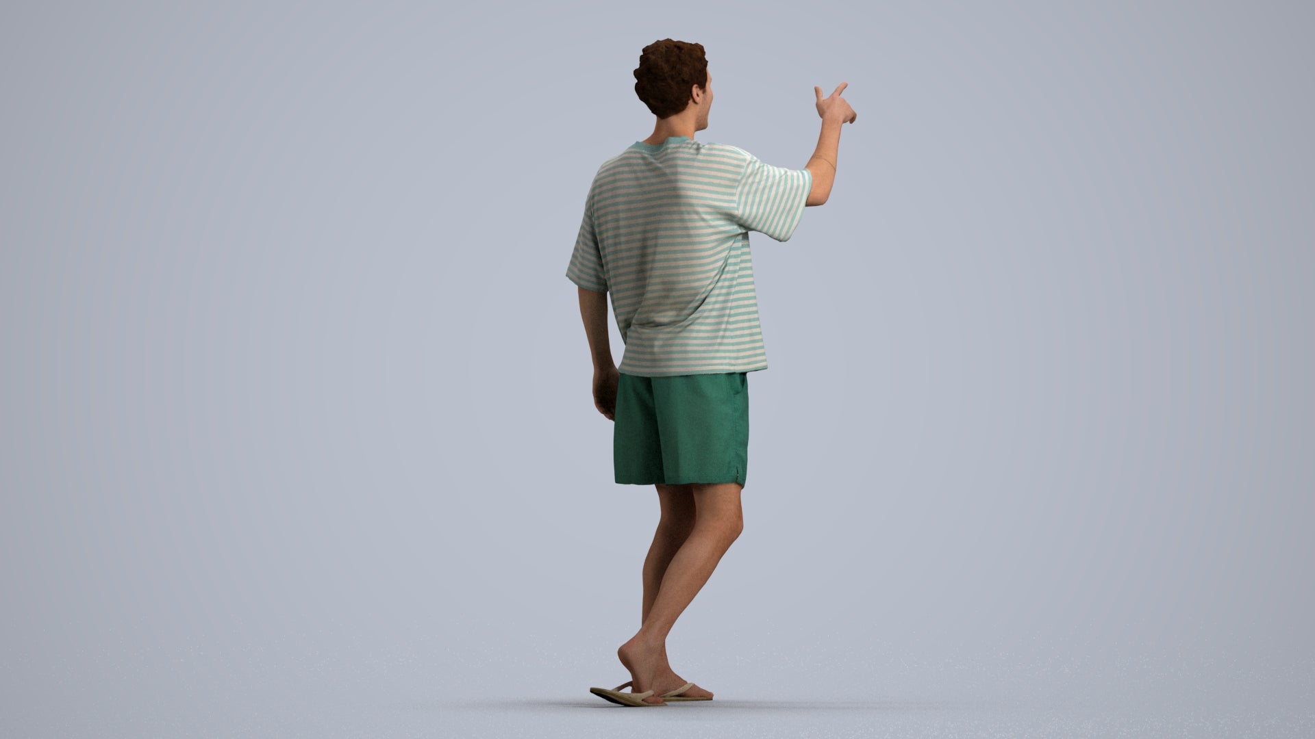scanned 3D man casual walking, photogrammetry people for Enscape and V-Ray, front view render