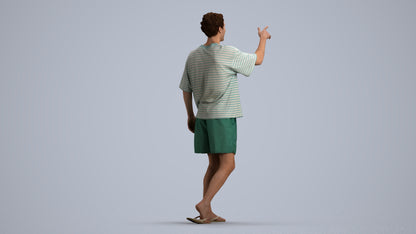 scanned 3D man casual walking, photogrammetry people for Enscape and V-Ray, front view render