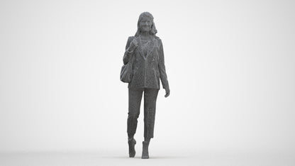 3D people model woman business walking, scanned human for 3ds Max rendering, three-quarter front view render