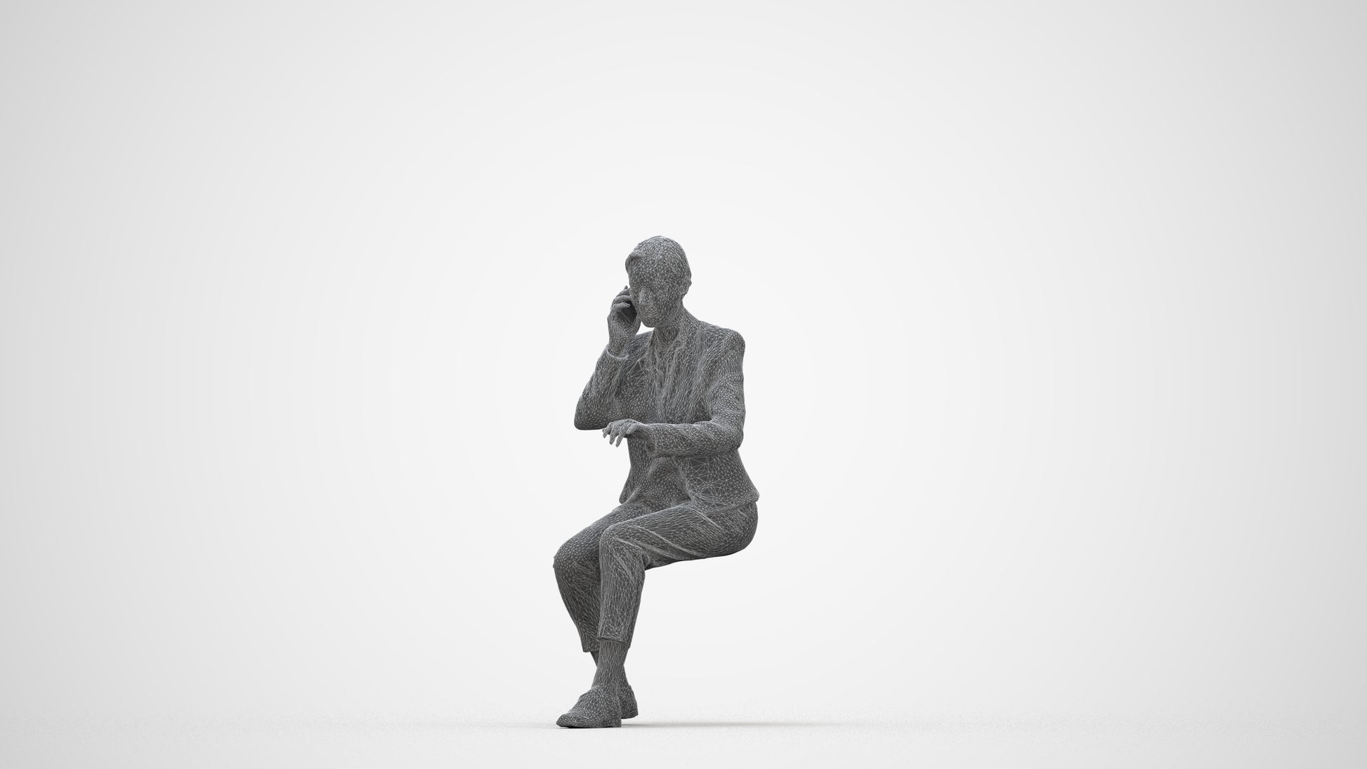 realistic 3D people woman business, render-ready for V-Ray and Corona, FBX OBJ, wireframe back view