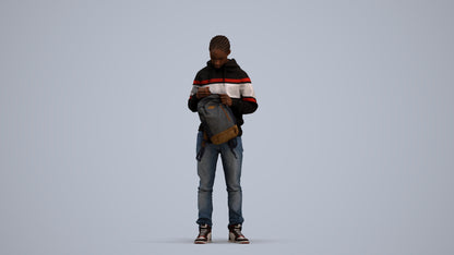 photogrammetry 3D boy casual kids, realistic human model archviz FBX, standing pose render