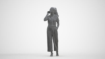 scanned 3D woman formal walking, photogrammetry people for Enscape and V-Ray, three-quarter front view render