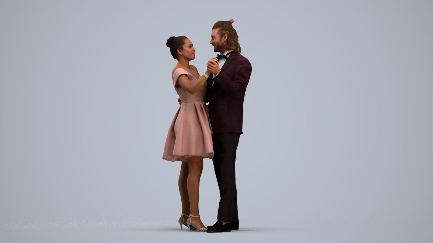 3D scanned woman dancing formal, photorealistic archviz people for Enscape and SketchUp, standing pose render