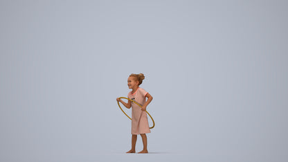realistic 3D people girl casual kids, render-ready for V-Ray and Corona, FBX OBJ, top-down view render
