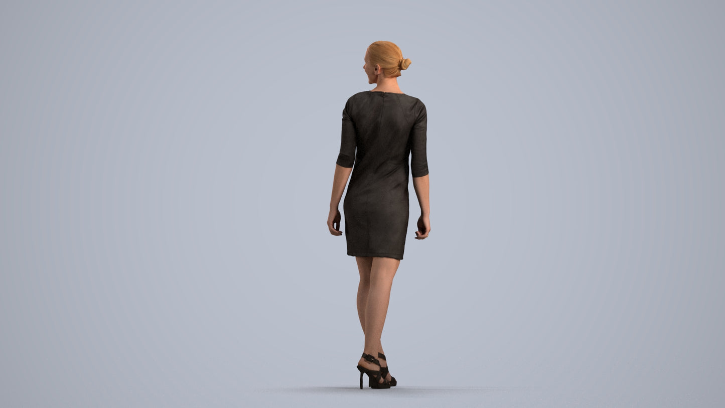 scanned 3D woman business standing, photogrammetry people for Enscape and V-Ray, front view render