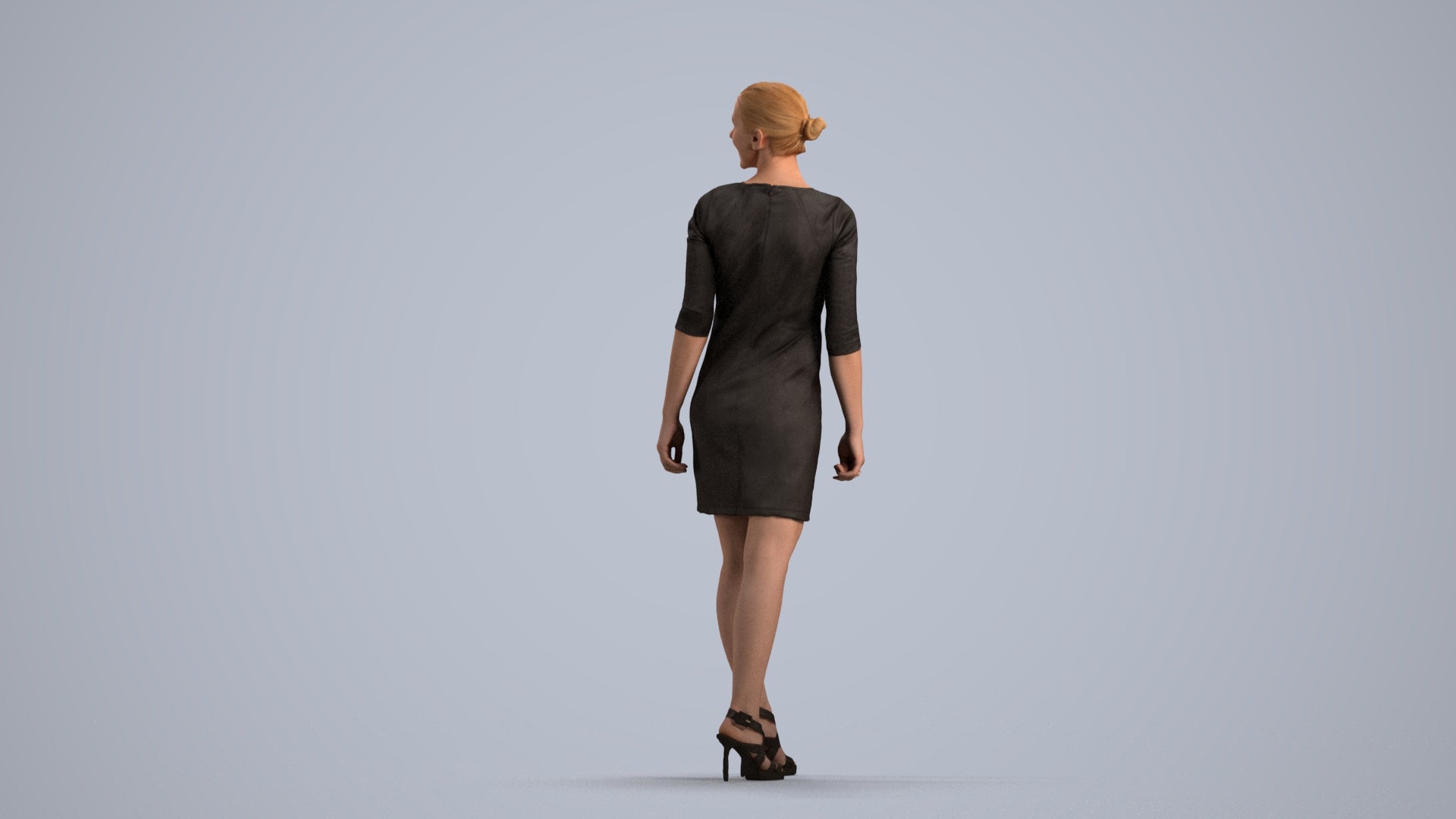 scanned 3D woman business standing, photogrammetry people for Enscape and V-Ray, front view render