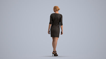 scanned 3D woman business standing, photogrammetry people for Enscape and V-Ray, front view render