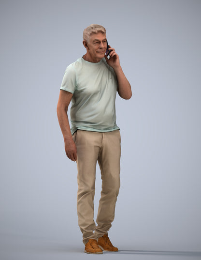 realistic 3D human senior man casual walking, archviz people FBX OBJ for Blender