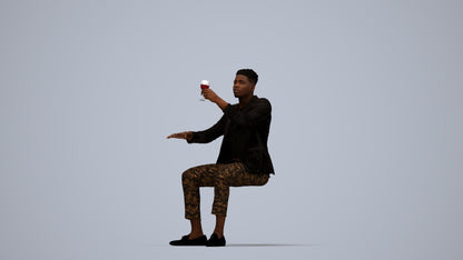 3D scanned man sitting formal, photorealistic archviz people for Enscape and SketchUp, top-down view render