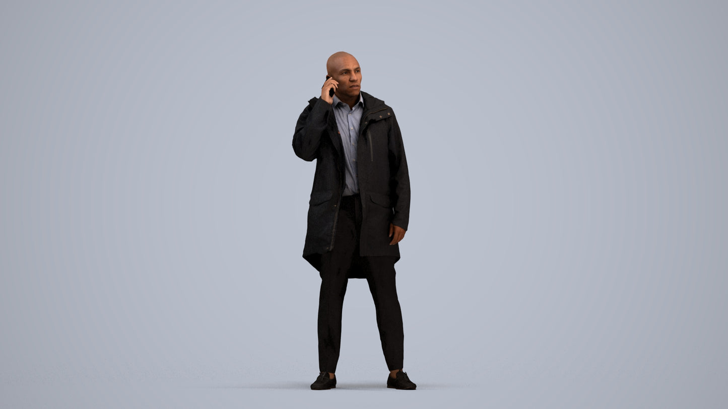 photogrammetry 3D man business standing, realistic human model archviz FBX, standing pose render