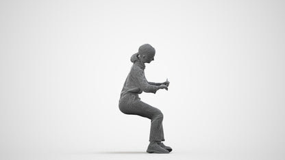 3D human model girl kids, photogrammetry scanned person for archviz, wireframe side view