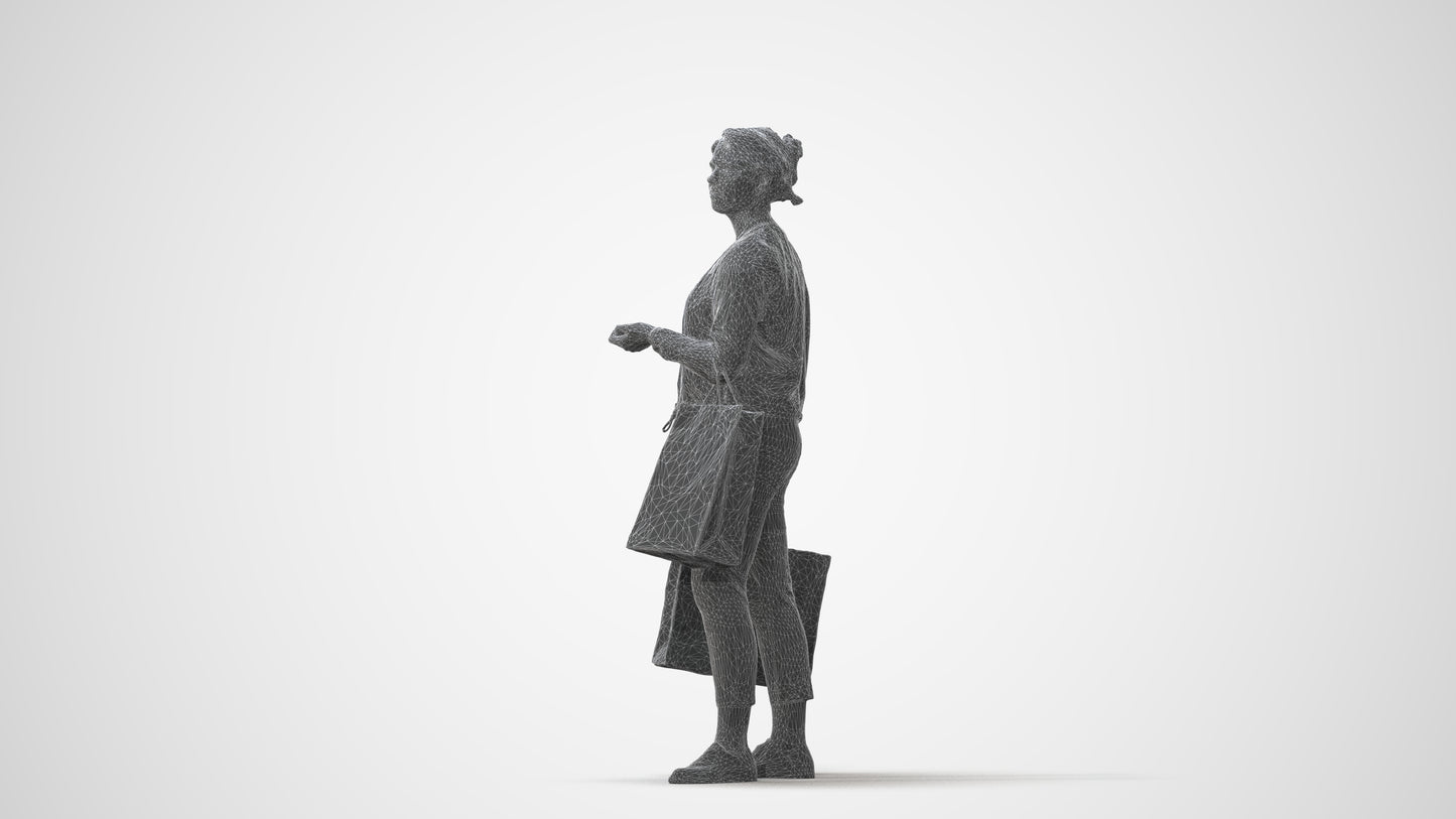 3D scanned woman shopping casual, photorealistic archviz people for Enscape and SketchUp, square thumbnail