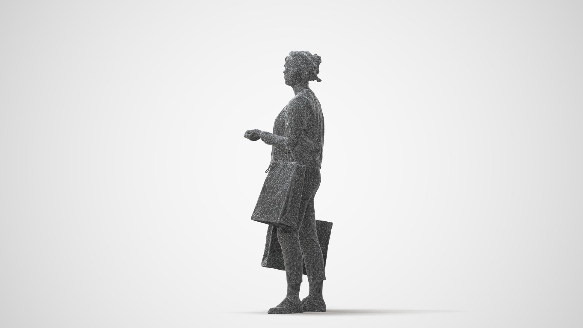 3D scanned woman shopping casual, photorealistic archviz people for Enscape and SketchUp, square thumbnail