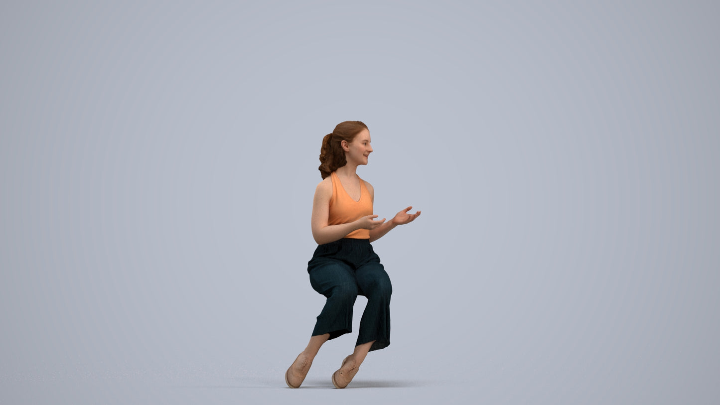 3D people model girl casual kids, scanned human for 3ds Max rendering, standing pose render