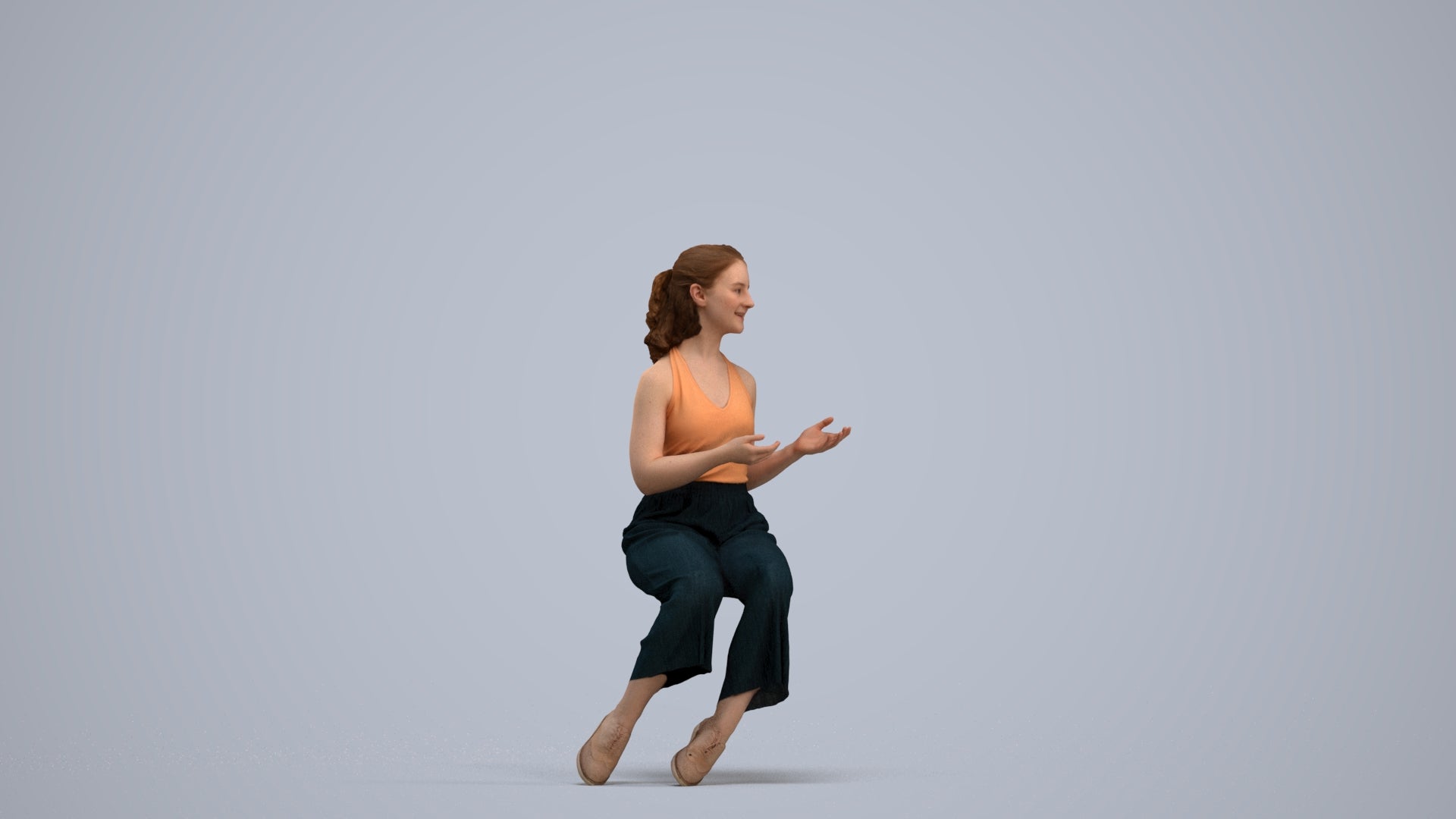 3D people model girl casual kids, scanned human for 3ds Max rendering, standing pose render
