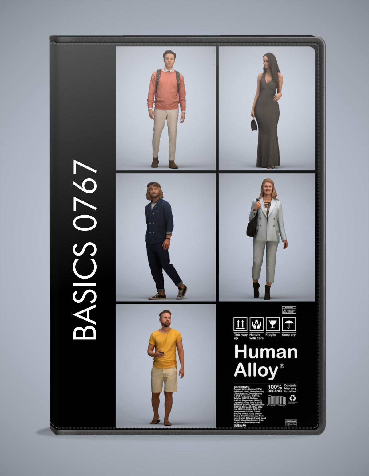 photogrammetry 3D people walking collection, 5 realistic human models archviz FBX