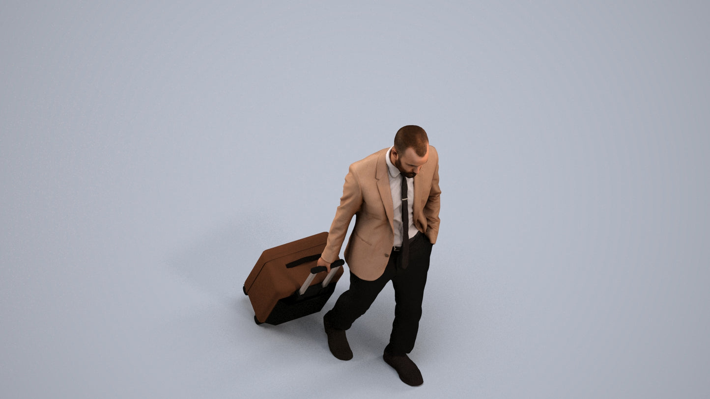 realistic 3D people man business, render-ready for V-Ray and Corona, FBX OBJ, back view render