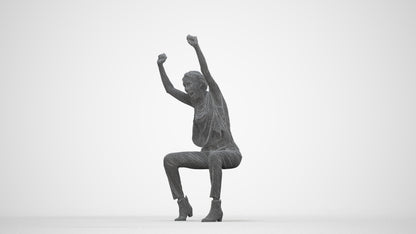 realistic 3D people woman casual sitting, render-ready for V-Ray and Corona, FBX OBJ, wireframe back view