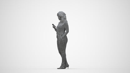 scanned 3D woman casual walking, photogrammetry people for Enscape and V-Ray, wireframe back view