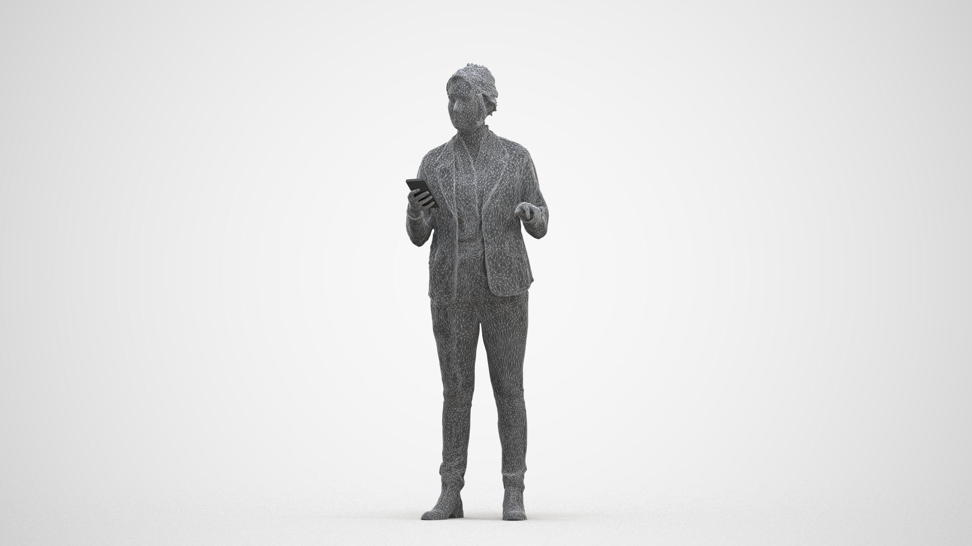 scanned 3D woman business, photogrammetry people for Enscape and V-Ray, three-quarter front view render
