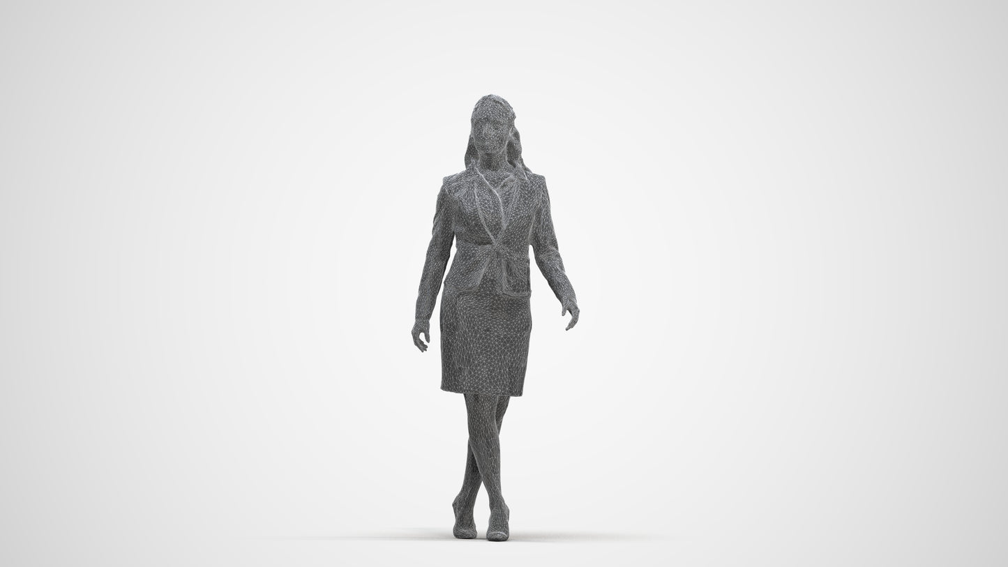 realistic 3D human woman business, archviz people FBX OBJ for Blender, three-quarter front view render