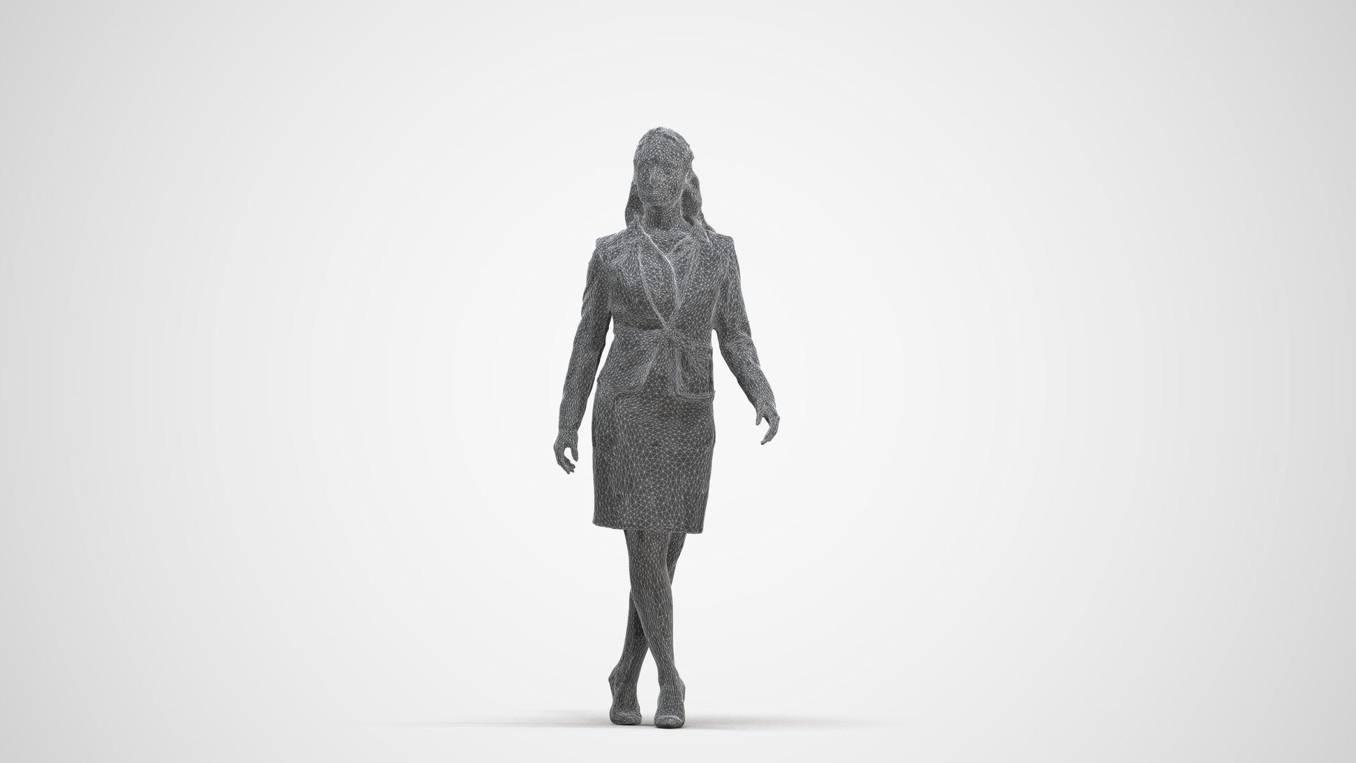 realistic 3D human woman business, archviz people FBX OBJ for Blender, three-quarter front view render