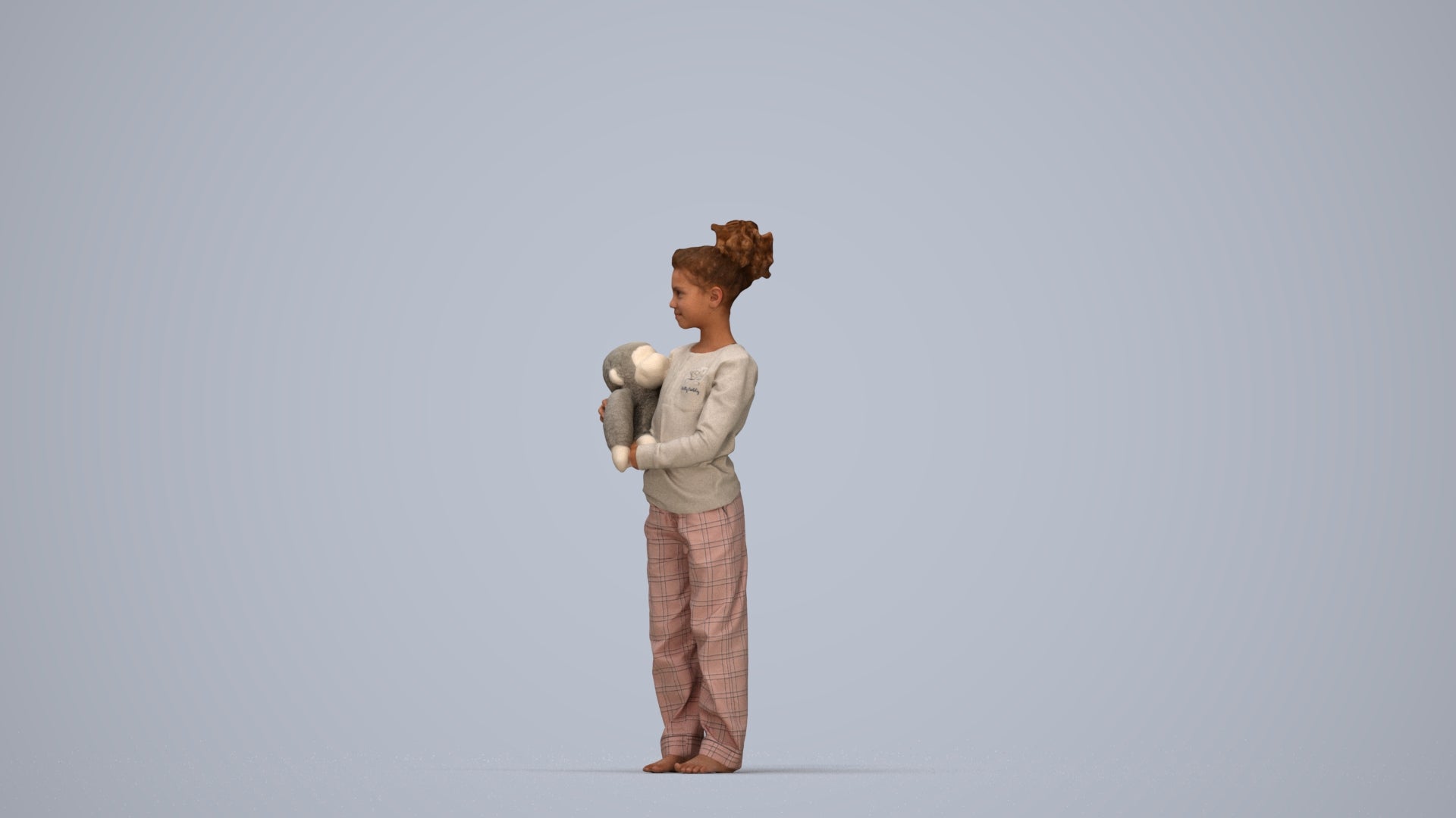 3D people model girl casual kids, scanned human for 3ds Max rendering, top-down view render
