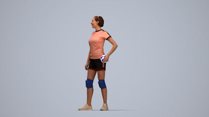 realistic 3D human woman sport, archviz people FBX OBJ for Blender, top-down view render