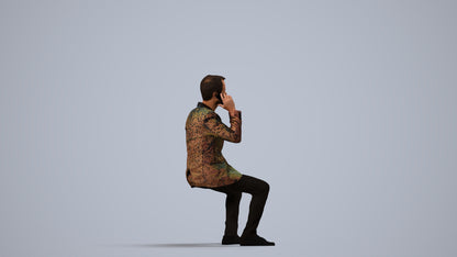3D scanned man formalaffairs formal, photorealistic archviz people for Enscape and SketchUp, side view render