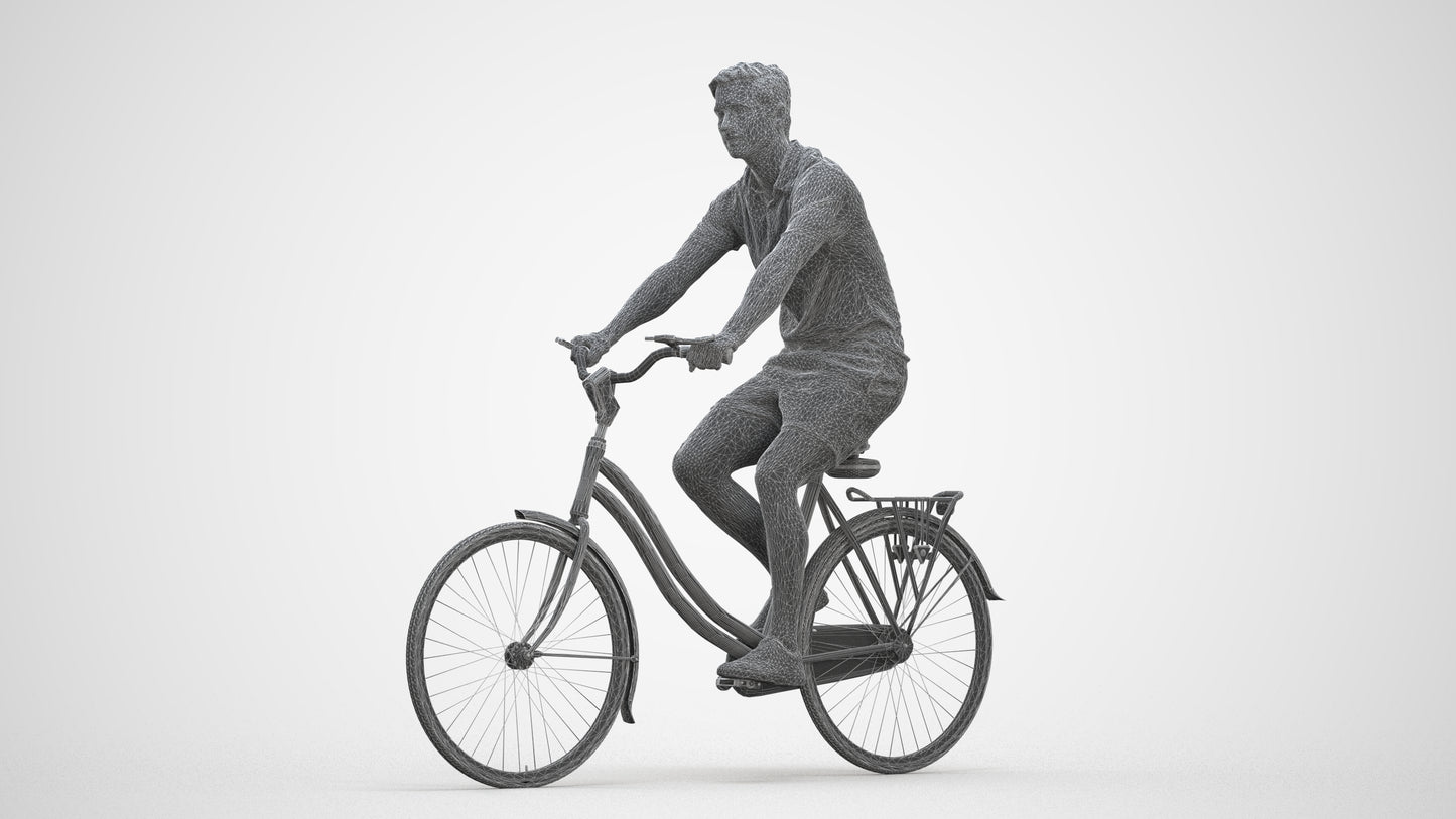 3D human model man casual mix, photogrammetry scanned person for archviz, three-quarter front view render