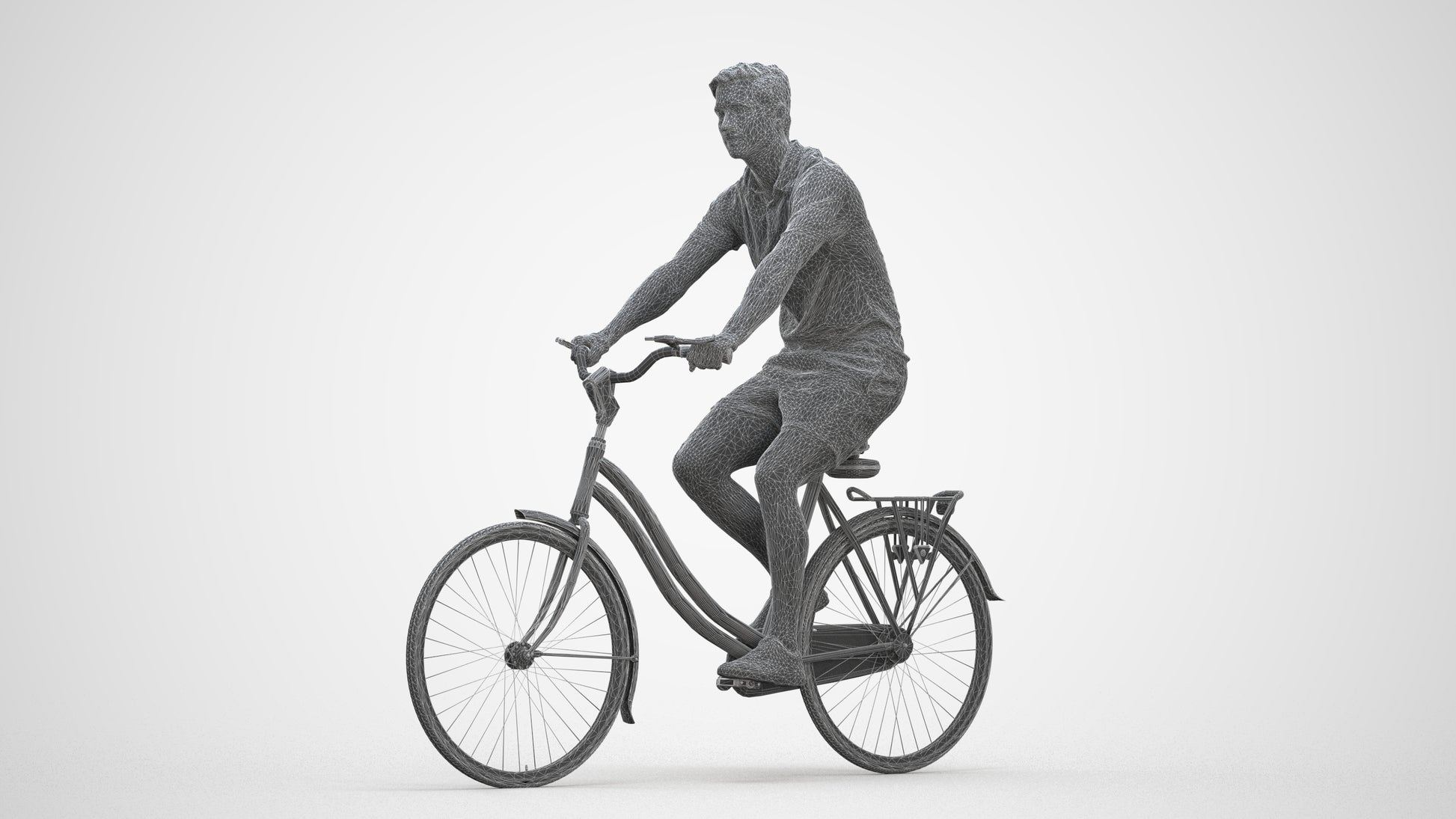 3D human model man casual mix, photogrammetry scanned person for archviz, three-quarter front view render
