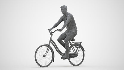 3D human model man casual mix, photogrammetry scanned person for archviz, three-quarter front view render