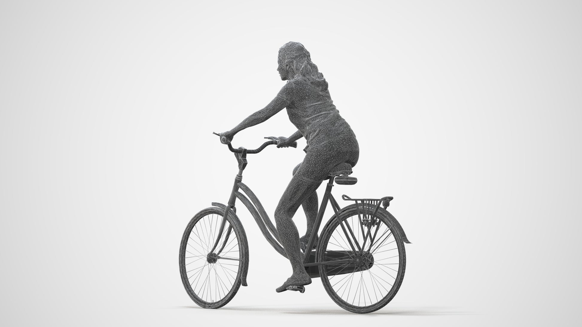 realistic 3D people woman casual cycling, render-ready for V-Ray and Corona, FBX OBJ, square thumbnail