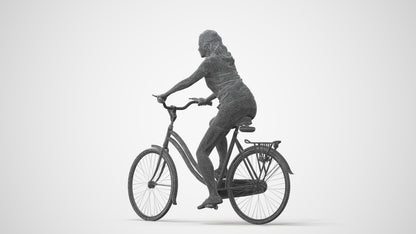 realistic 3D people woman casual cycling, render-ready for V-Ray and Corona, FBX OBJ, square thumbnail