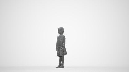 scanned 3D girl casual kids, photogrammetry people for Enscape and V-Ray, wireframe back view