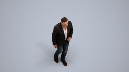 realistic 3D human man business, archviz people FBX OBJ for Blender, back view render
