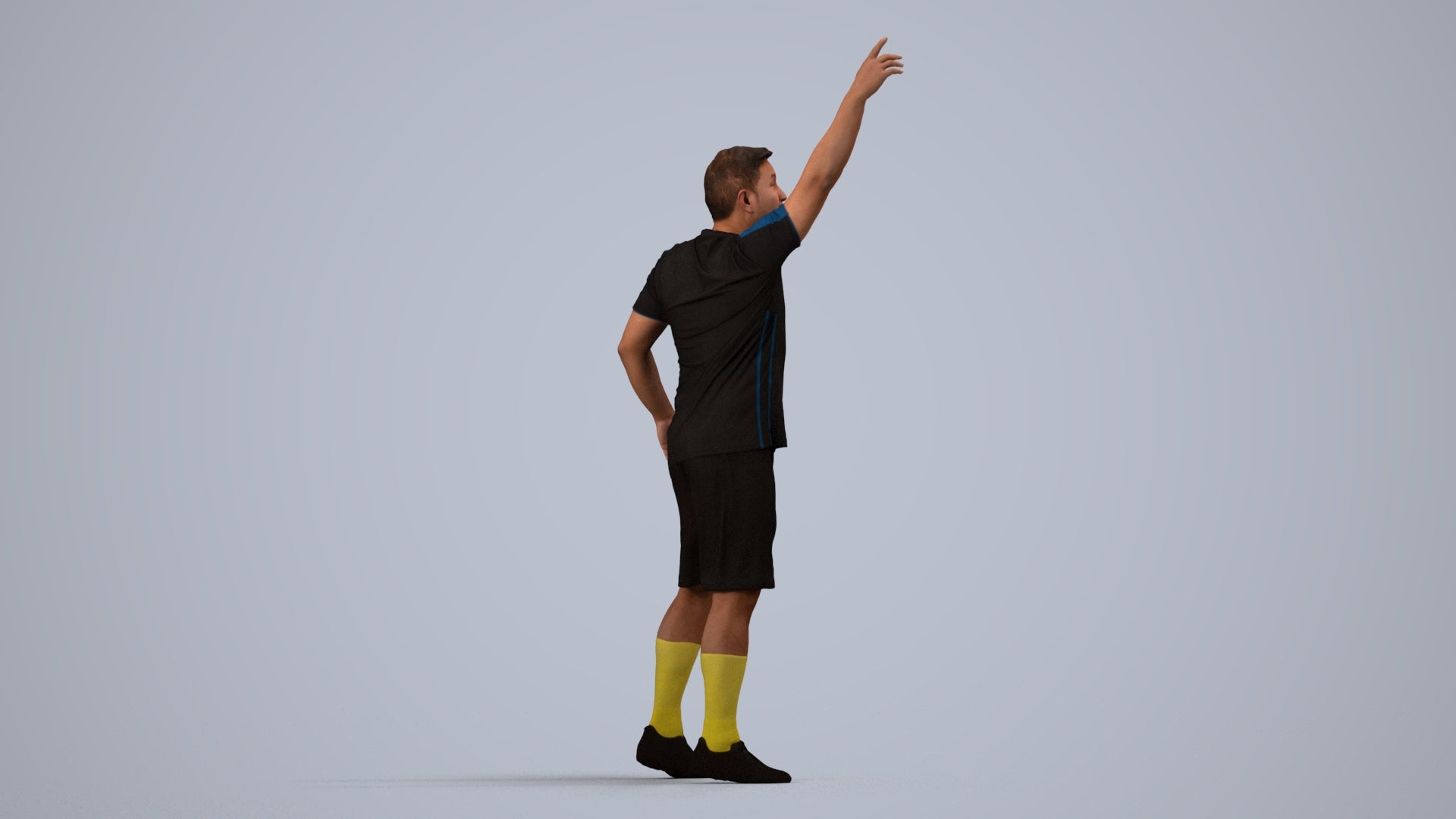 realistic 3D man sport, scanned archviz people for Blender and 3ds Max, side view render