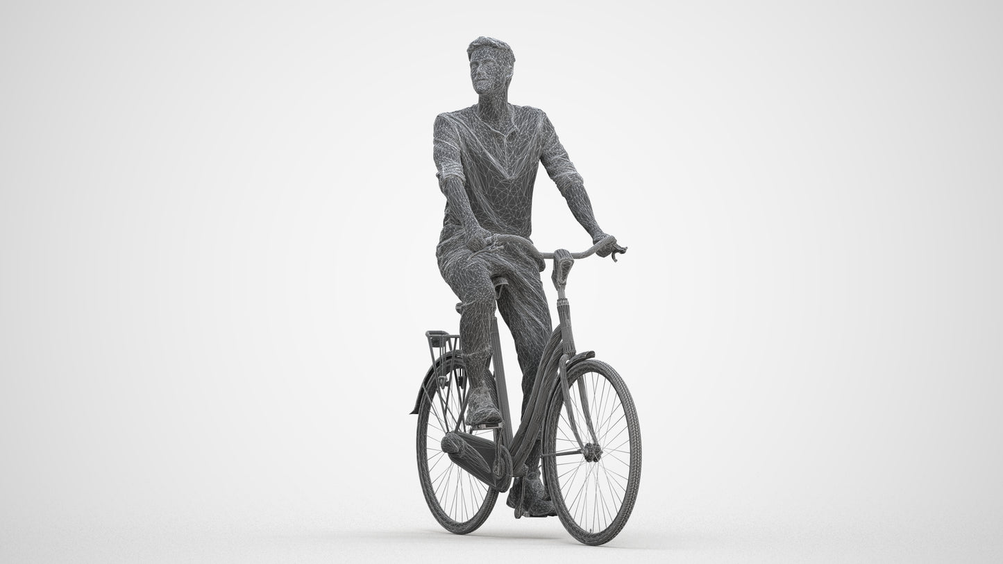 3D scanned man sitting casual, photorealistic archviz people for Enscape and SketchUp, three-quarter front view render