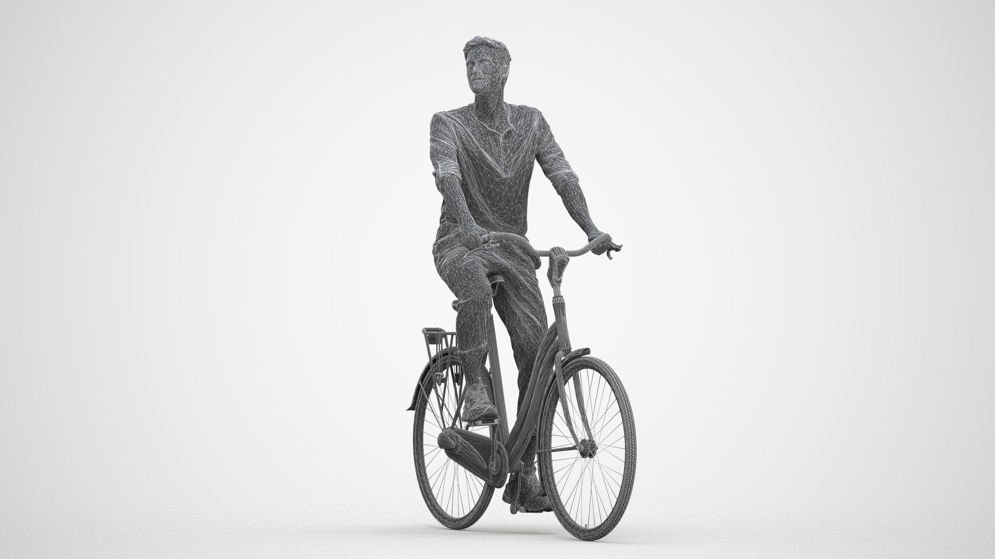 3D scanned man sitting casual, photorealistic archviz people for Enscape and SketchUp, three-quarter front view render